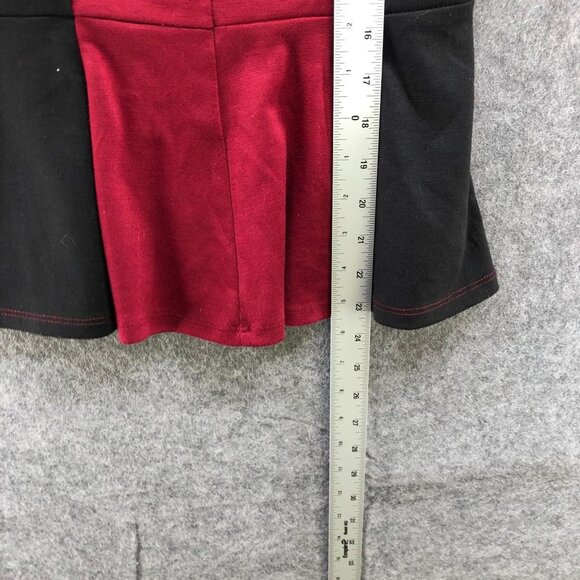 Guess Sleeveless Blouse Womens S Red Black Colorblock Peplum Ponte Formal - Picture 9 of 9